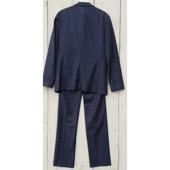 Bonobos Navy Blue Windowpane Wool Suit Men's Blazer Jacket 40R / 33 Pants Slim - Picture 7 of 16
